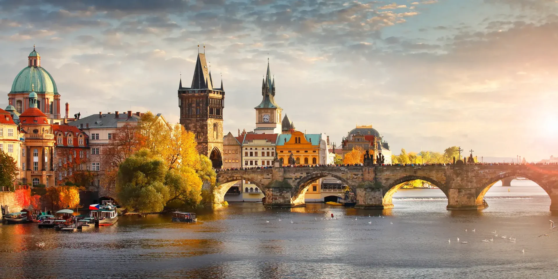 Prague panorama with Prague Castle and Charles Bridge